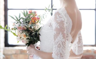 Bride in her wedding dress